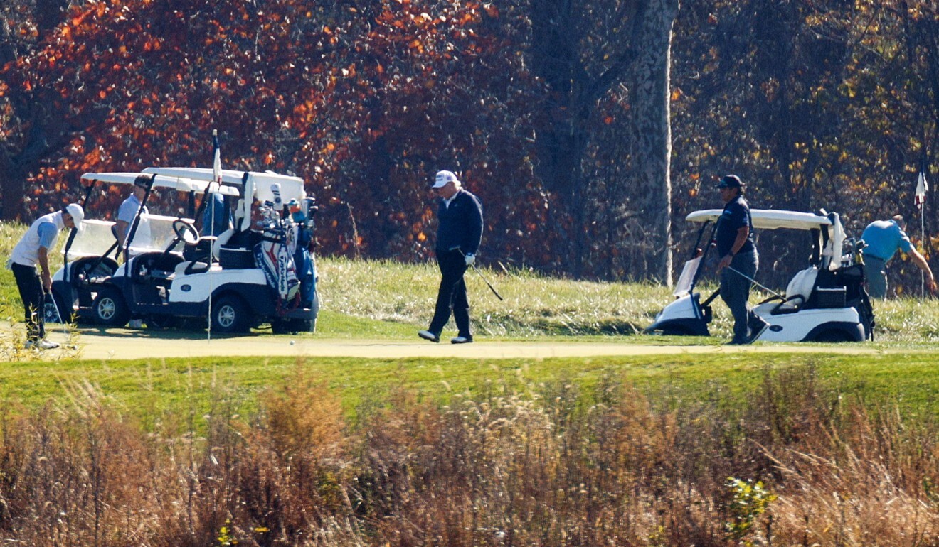 Trump plays golf at the Trump National Golf Club in Virginia on the day after news media declared Joe Biden the winner of the 2020 US presidential election. Photo: Reuters