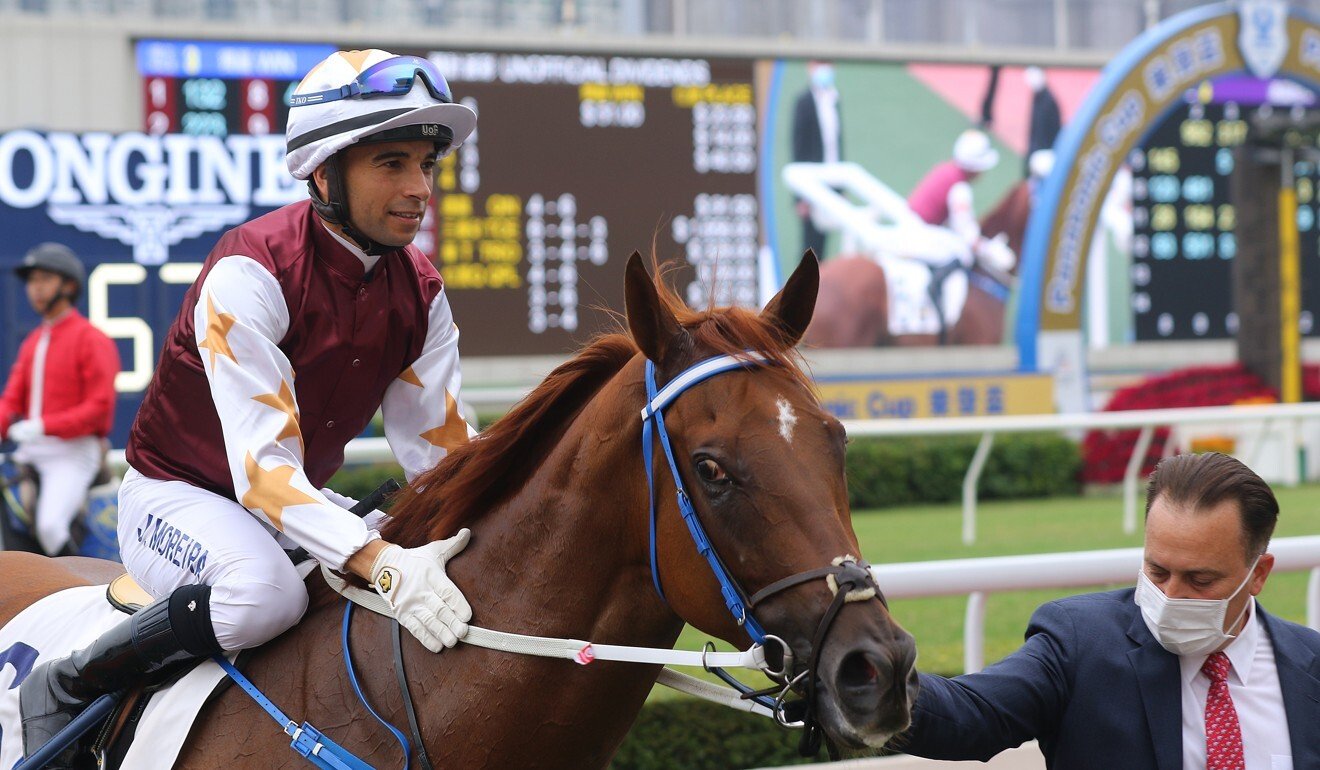 Joao Moreira and Caspar Fownes after Forte’s victory at Sha Tin.