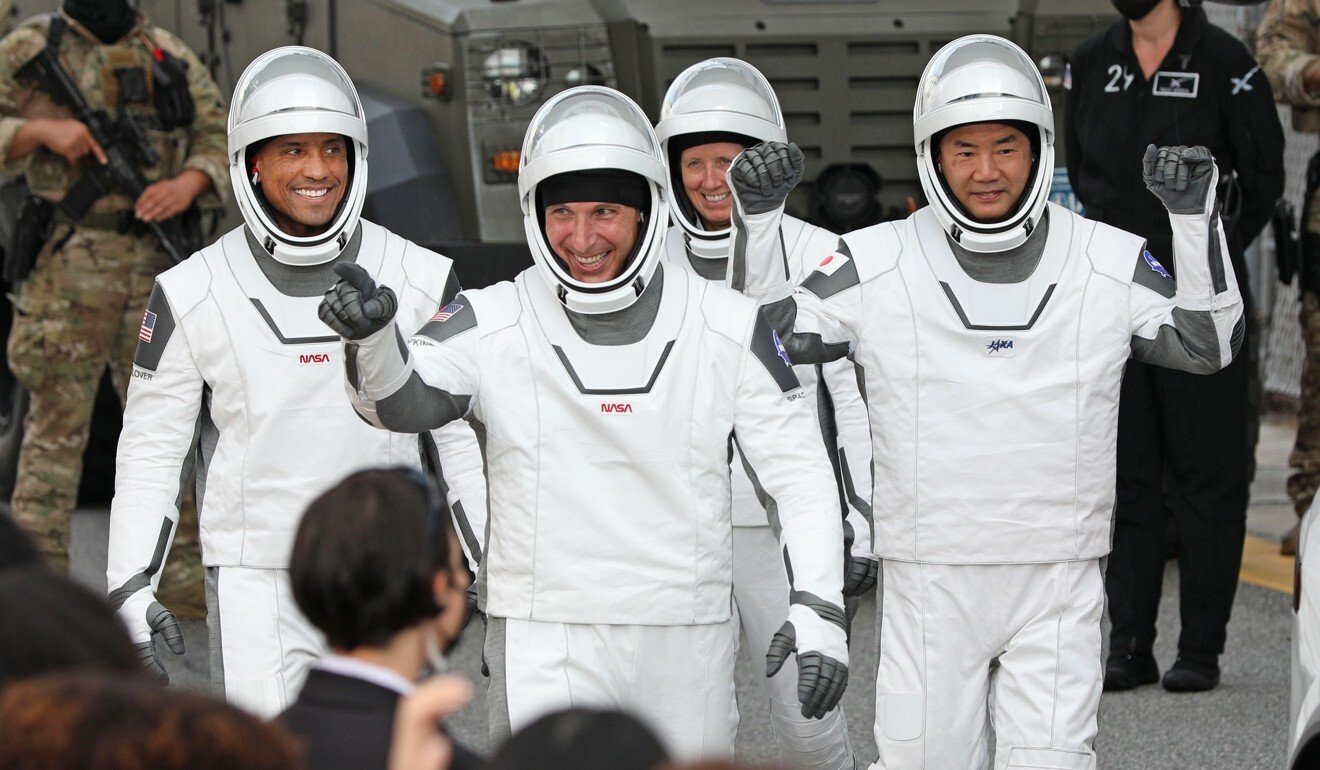 Crew-1 mission astronauts Victor Glover, Michael Hopkins, Shannon Walker and Soichi Noguchi will spend six months at the International Space Station. Photo: AFP