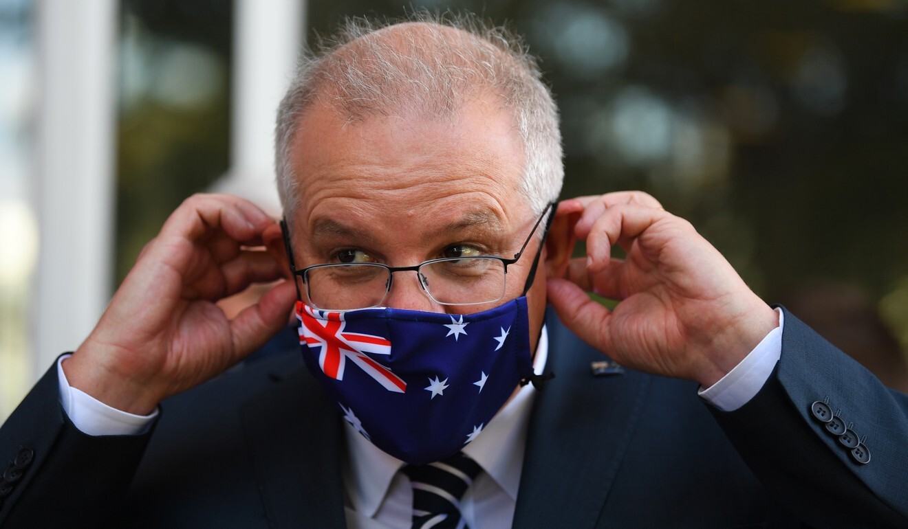 Australian Prime Minister Scott Morrison pictured at a press conference in Melbourne on Monday. Photo: EPA