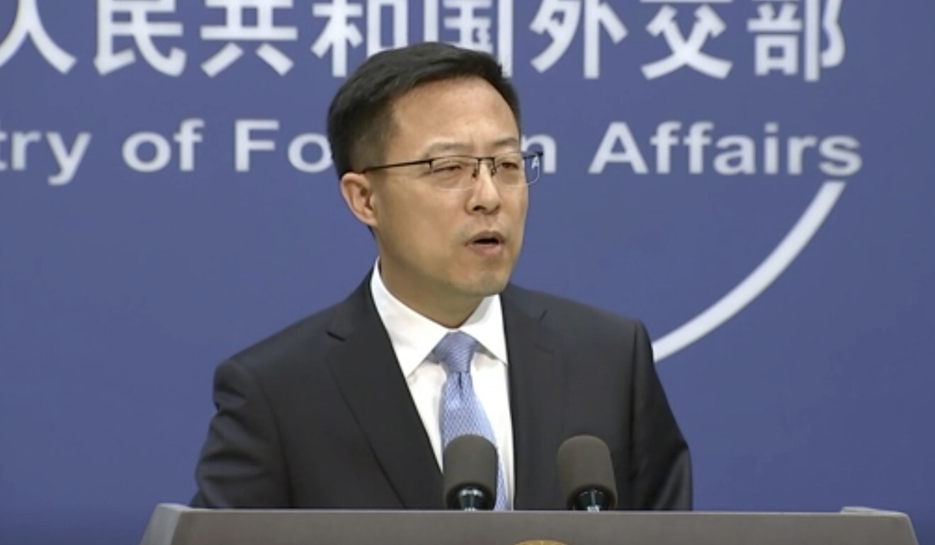 Chinese Foreign Ministry spokesperson Zhao Lijian speaks at a briefing in Beijing, saying Australia should ‘promote mutual trust and cooperation’. Photo: AP