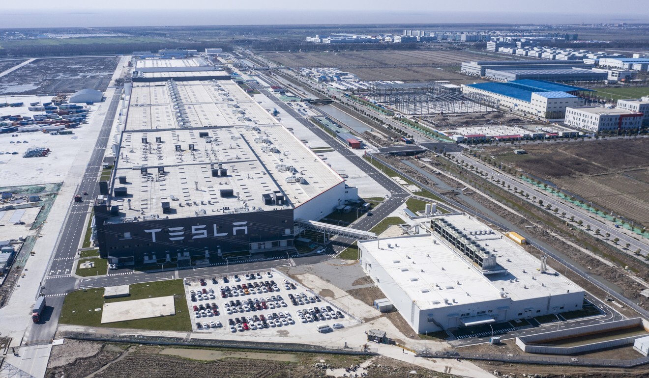 Tesla’s Gigafactory is in Shanghai’s Lingang industrial zone. Photo: Bloomberg