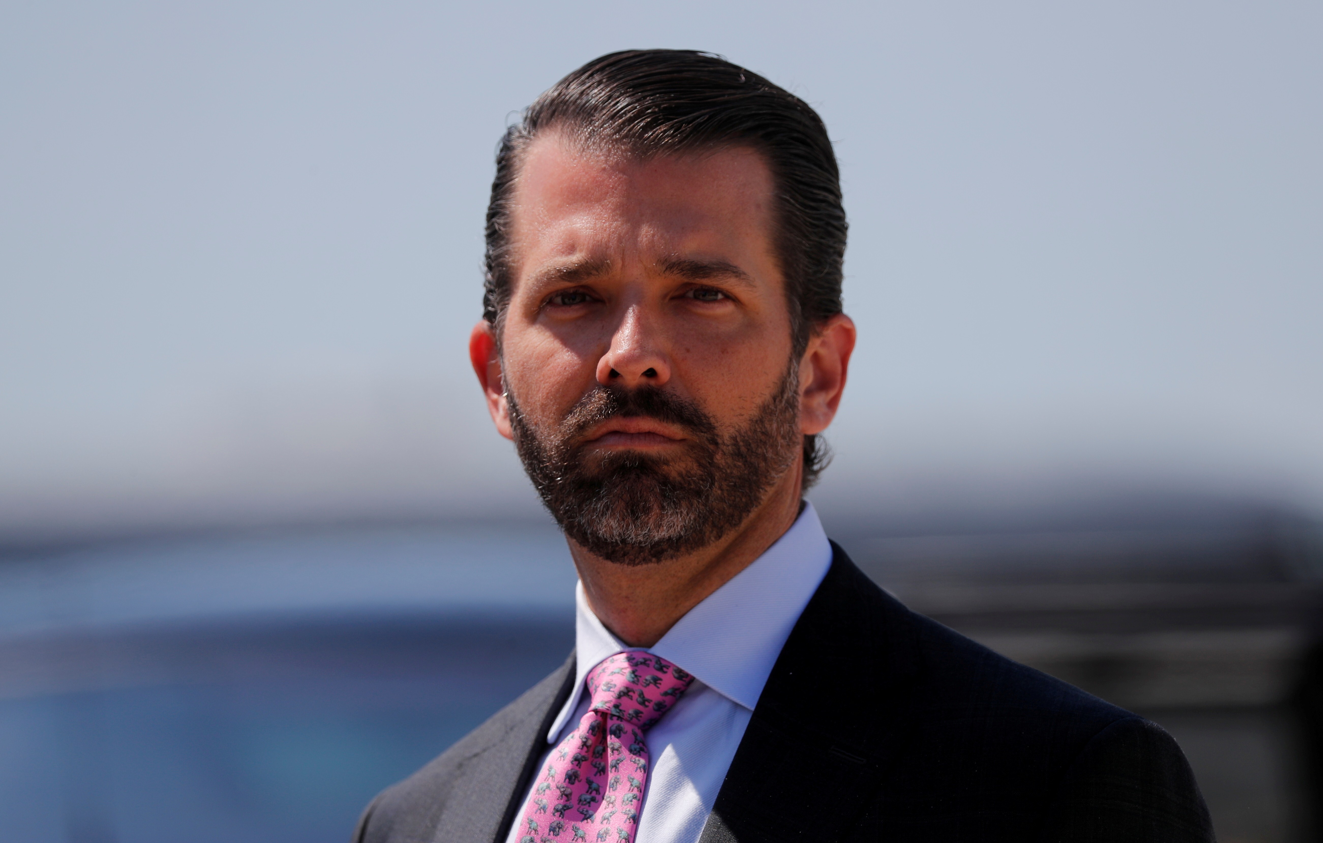 Donald Trump Jnr arrives in Milwaukee, Wisconsin, in July 2019. Photo: Reuters