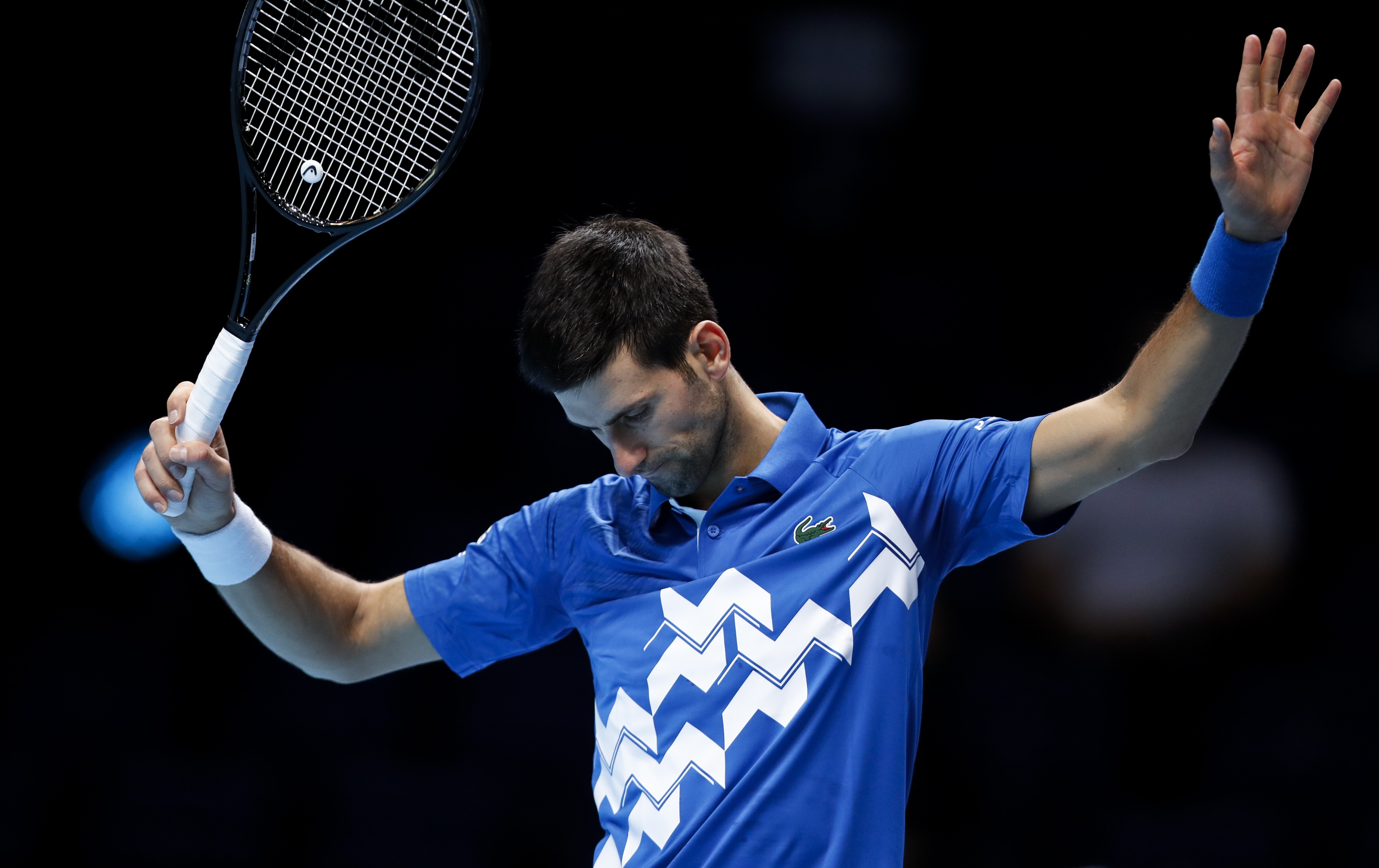 Novak Djokovic was eliminated at the semi-final stage of the ATP Finals by Dominic Thiem. Photo: Xinhua