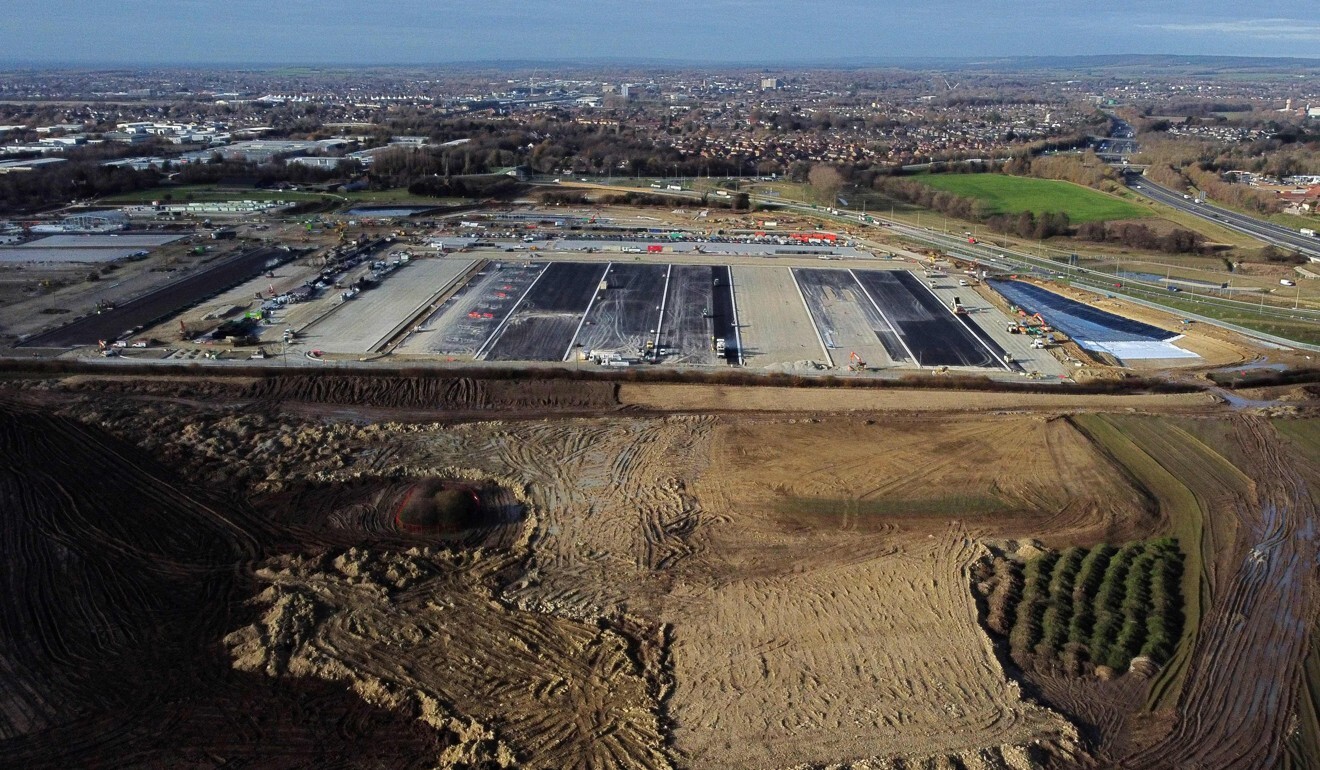 Construction work at the site of a lorry park, near Ashford in Kent, southeast England. Photo: AFP