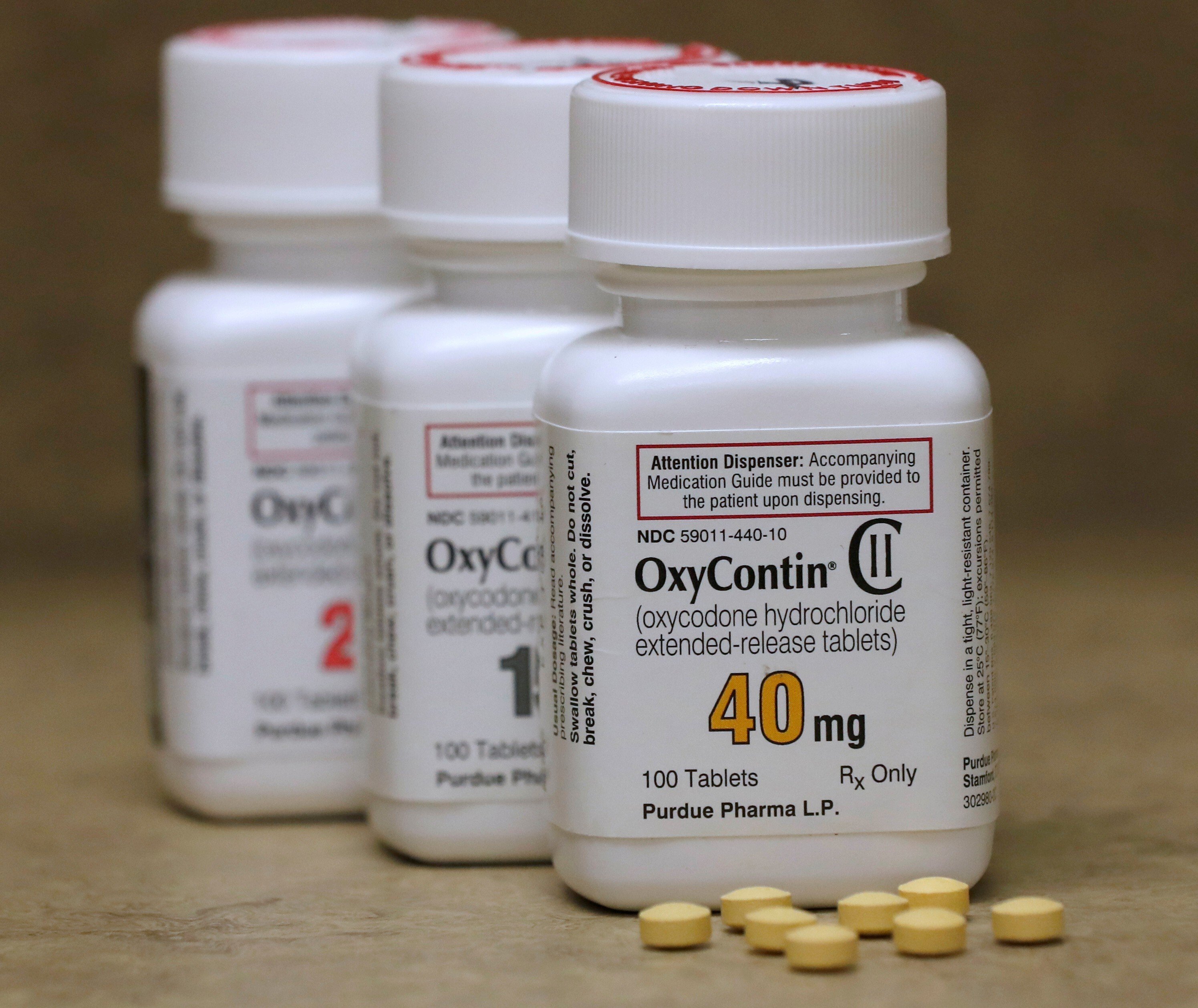 Bottles of prescription painkiller OxyContin pills, made by Purdue Pharma. File photo: Reuters