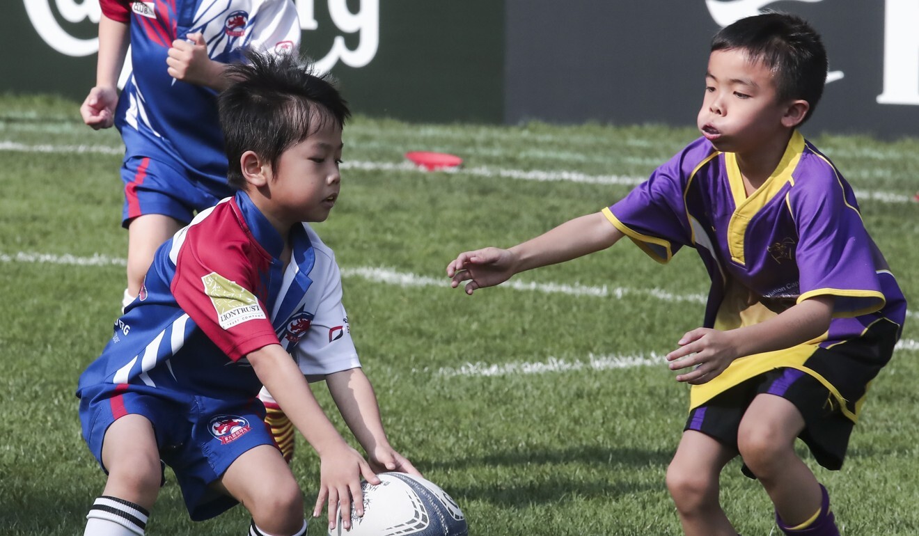 Mini rugby players at an exhibition tournament before the 2019 Hong Kong Sevens. Photo: Handout