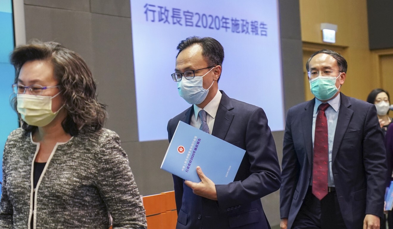 Patrick Nip (centre) said the government had considered lawmakers’ views and the current economic situation. Photo: Felix Wong