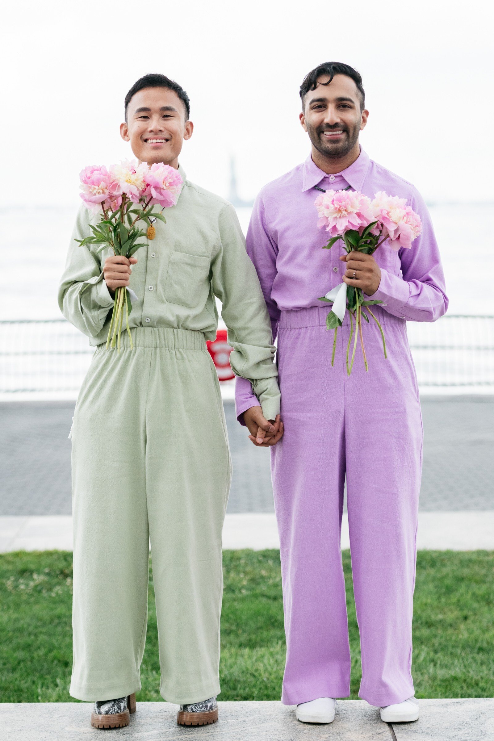 Arthur and Anish Bramhandtam decided to eschew traditional monochrome colours for their wedding, instead opting for their favourite colours. Photo: Arthur Bramhandtam