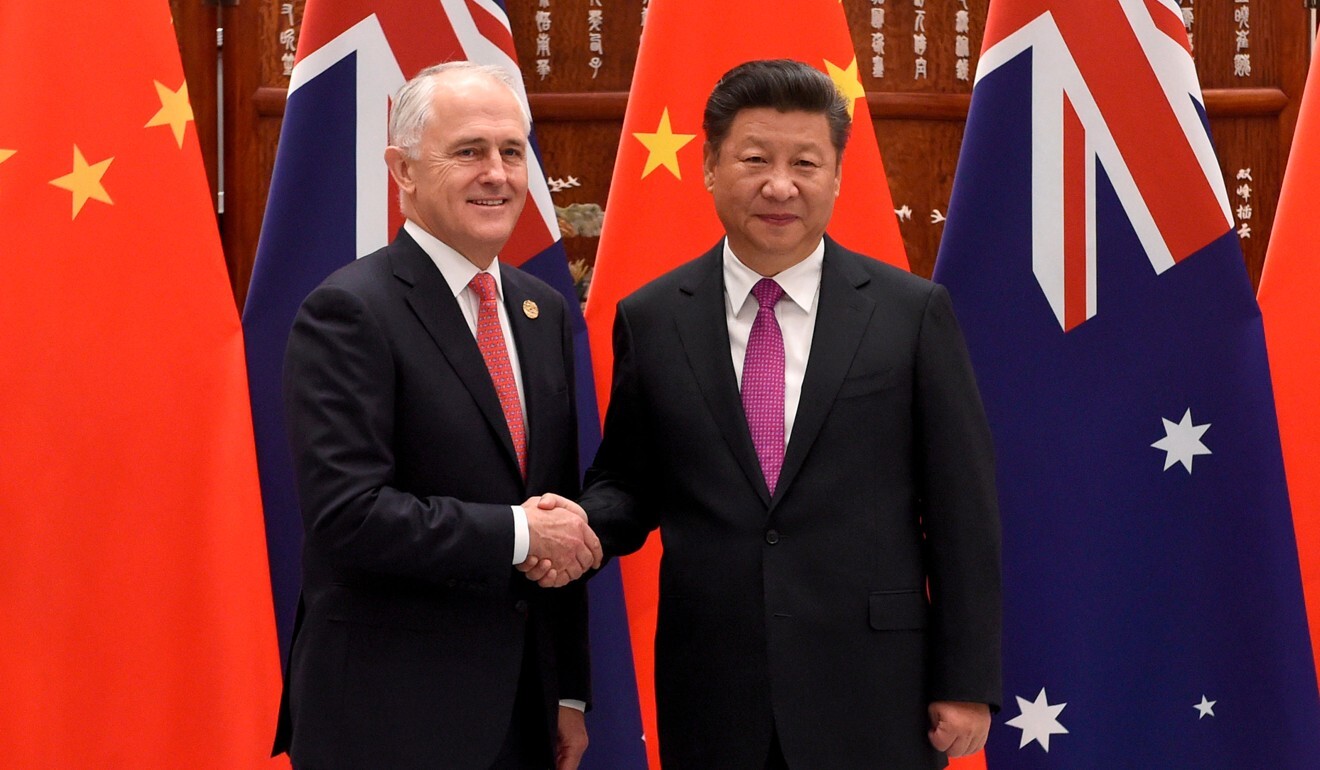 Chinese President Xi Jinping shakes hands with then-Australian prime minister Malcolm Turnbull in 2016. Photo: Reuters