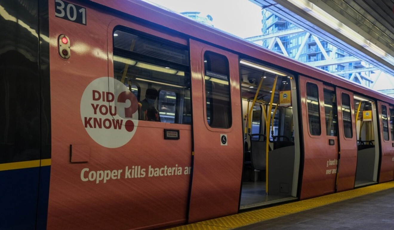 Copper coatings installed on public transport in Vancouver. Photo: CuGrip/TransLink