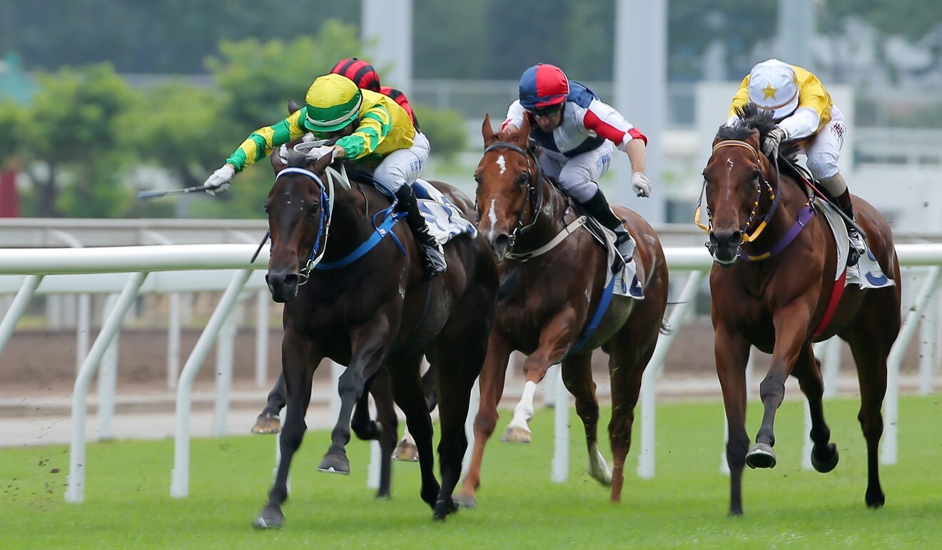 Sky Darci hits the line to salute at Sha Tin.