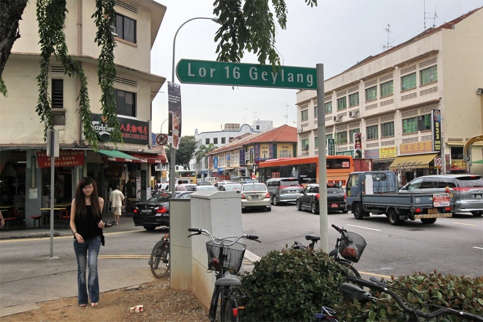 A street in Singapore’s Geylang red-light district. Photo: AFP