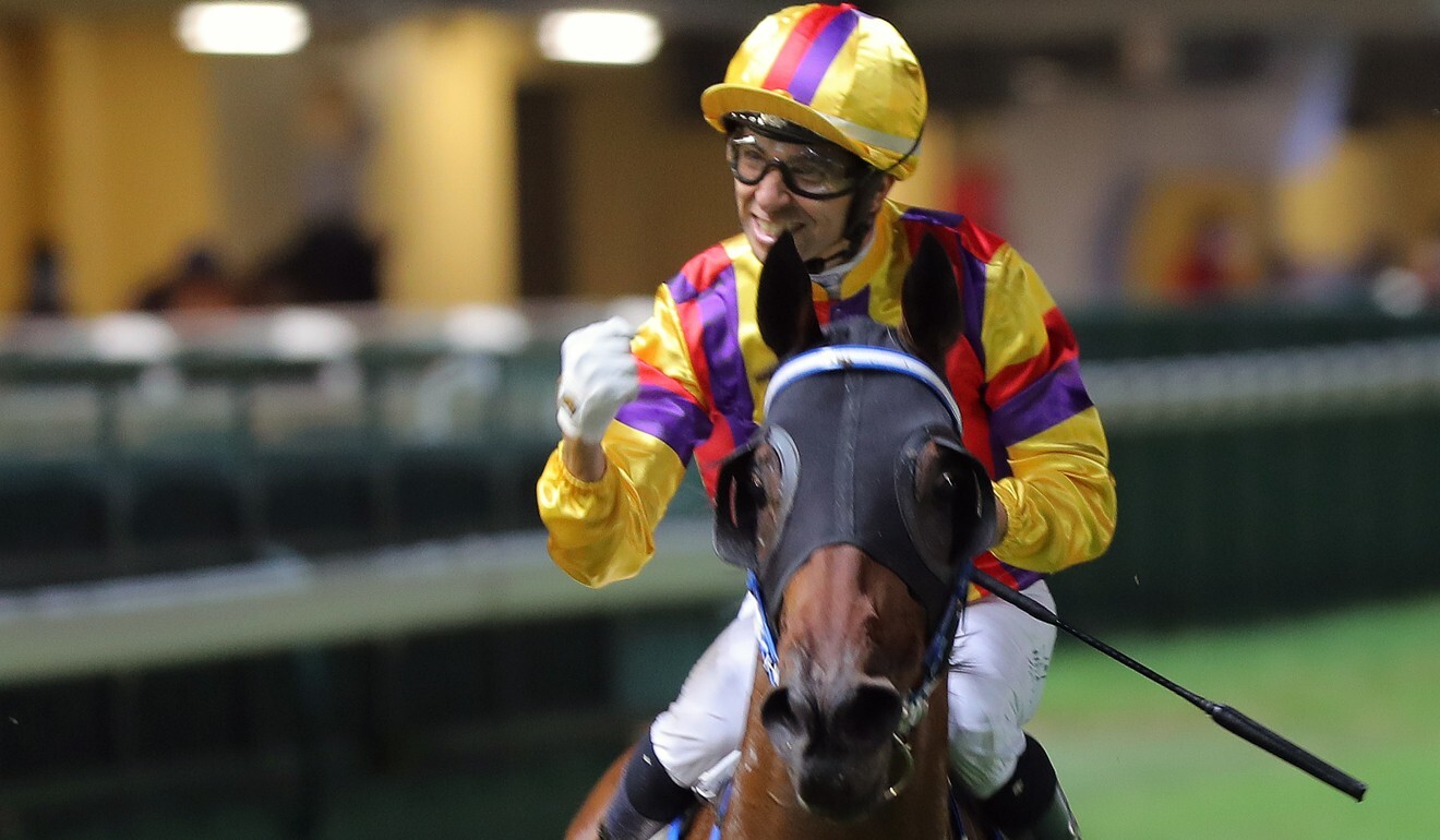 Joao Moreira pumps his fist after a win last month.