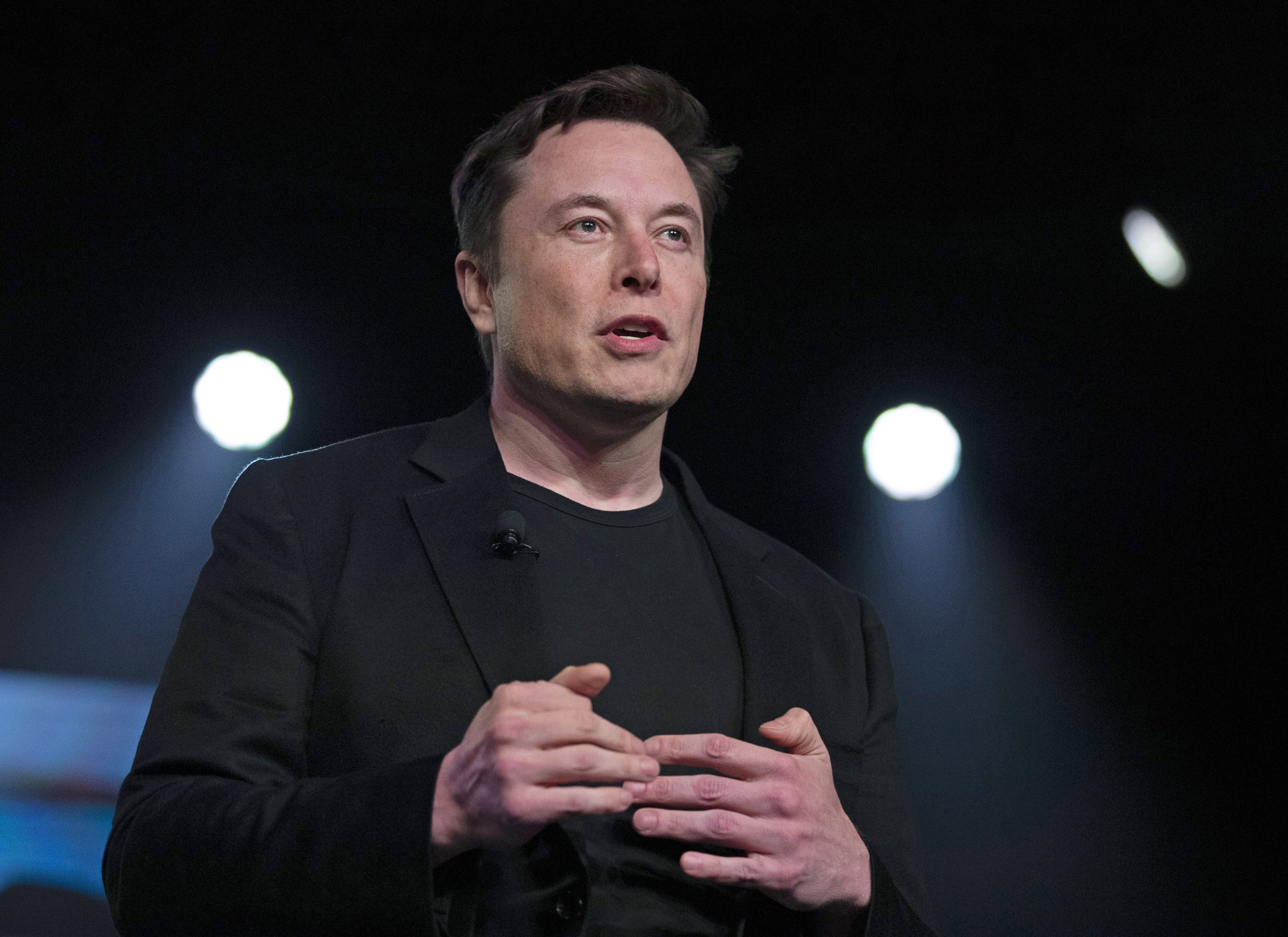 Tesla CEO Elon Musk speaks at the unveiling of the Model Y at Tesla’s design studio in Hawthorne, California in March 2019. Photo: AP