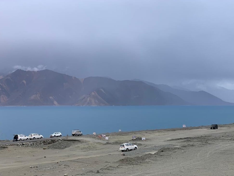 A view of Pangong Lake shows the eight finger-like mountain ridges overlooking the lake that are variously claimed by India or China. Photo: Minaam Shah