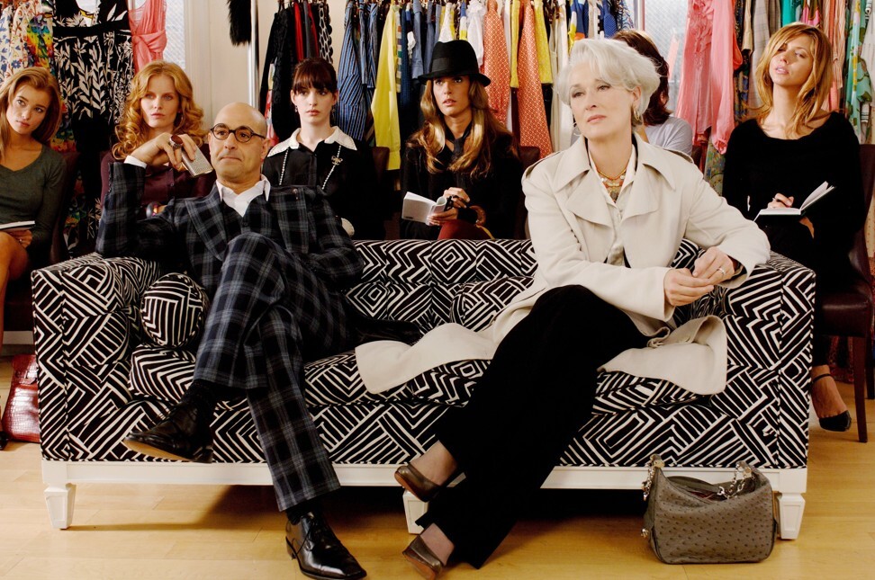 Streep in The Devil Wears Prada, from 2006, with Stanley Tucci (left) and Anne Hathaway (behind Tucci). Photo: MovieStillsDB