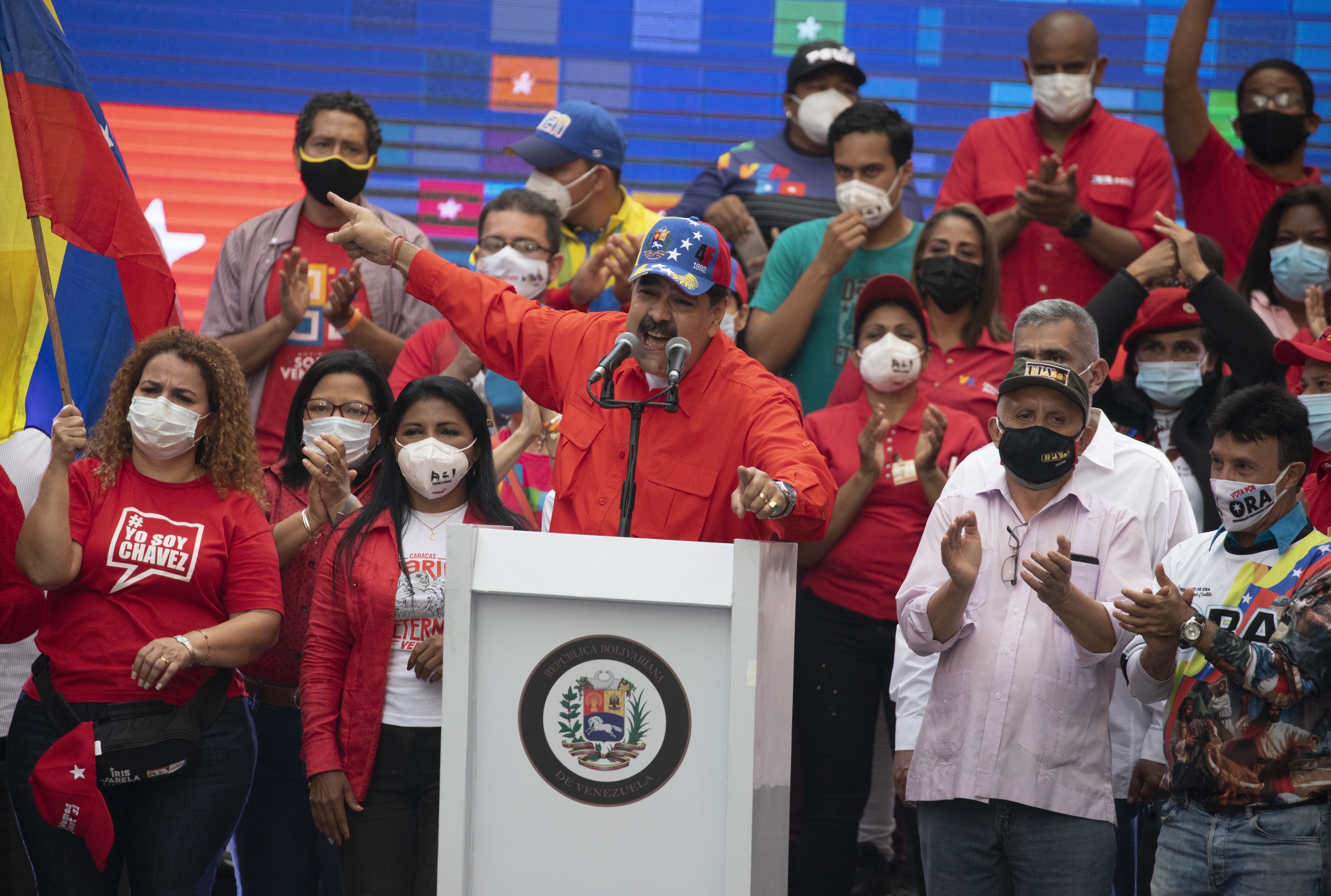Venezuela's President Nicolas Maduro speaks to supporters during a closing campaign rally. Photo: AP