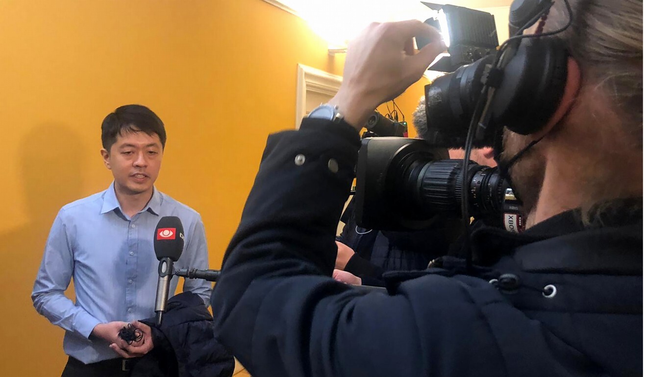 Ted Hui gives an interview to Danish media. Photo: Thomas Rhoden