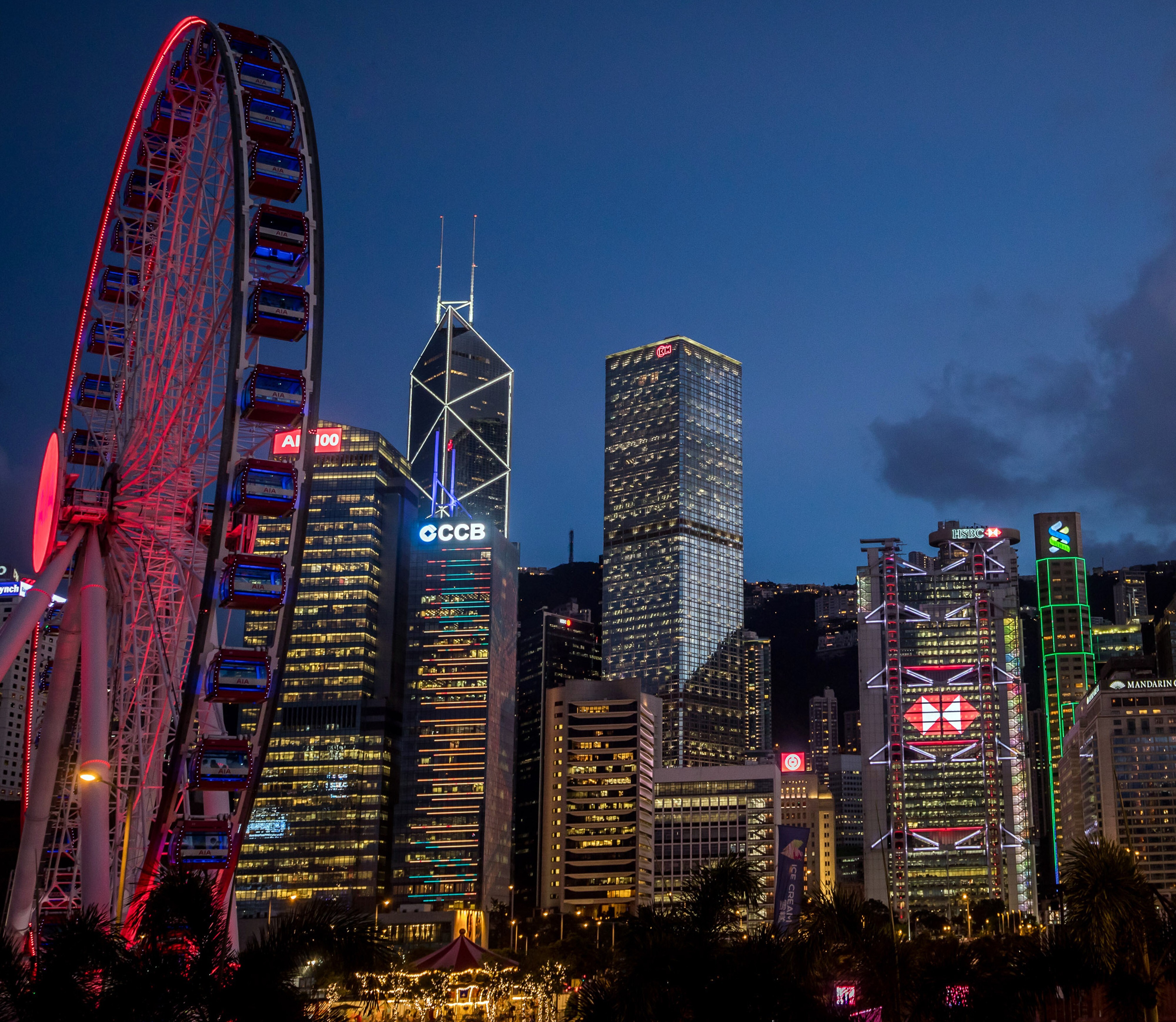 Office and bank buildings in Hong Kong in July 2019. The bank accounts of some people linked to protests have been frozen. Photo: Bloomberg