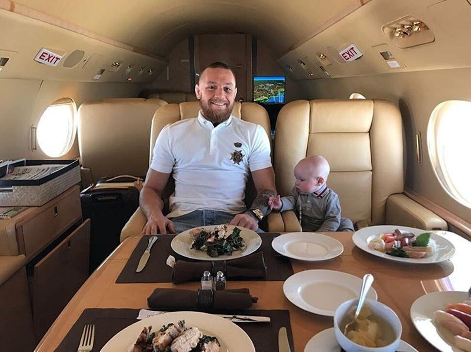 Conor McGregor flying in style with his son. Photo: @thenotoriousmma/Instagram