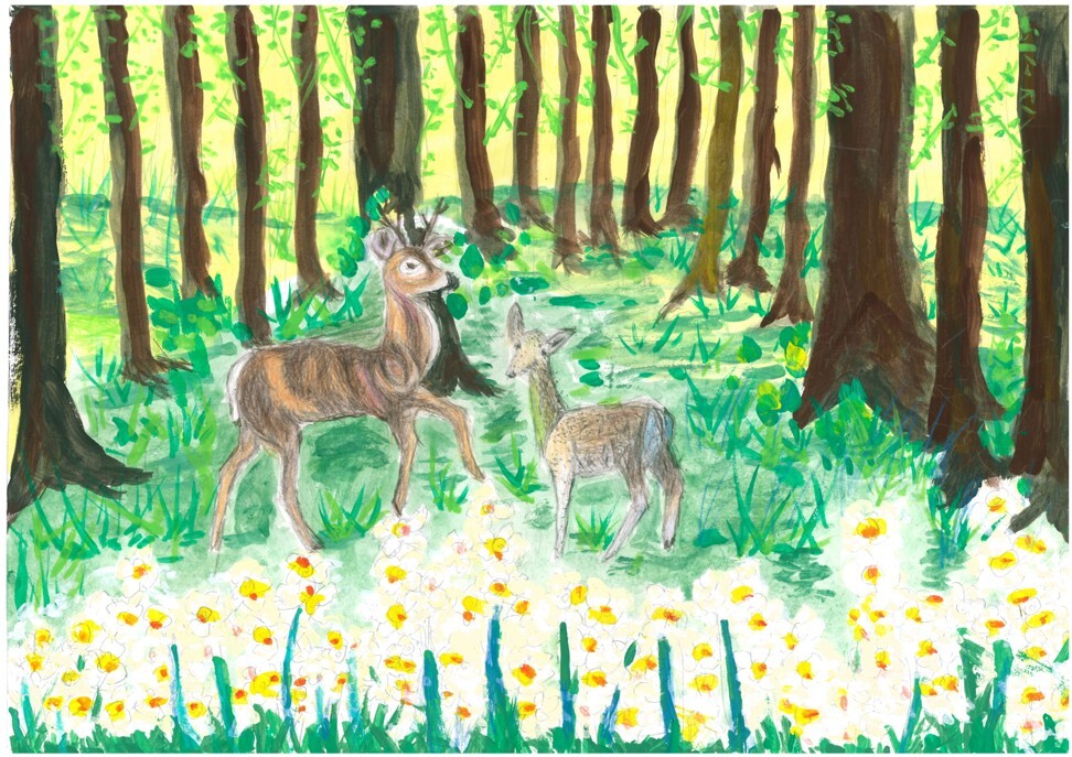 A painting by Gigi Mok that features in the new book Daisy Fairy and the Bear: From the Beach to Wondeer. Photo: Hong Kong Arts Centre / Gigi Mok Wai-chee