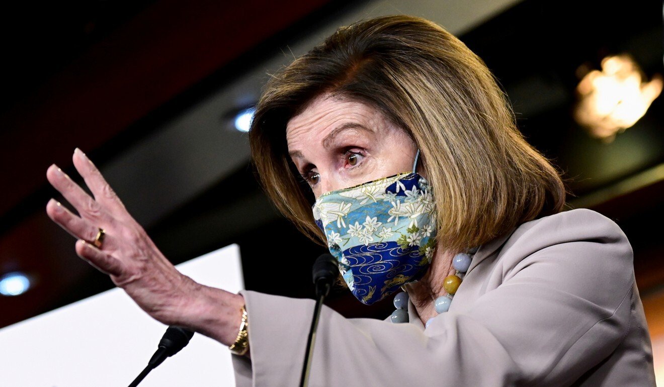 US House Speaker Nancy Pelosi makes a point at a news conference on Thursday in Washington. Photo: Reuters