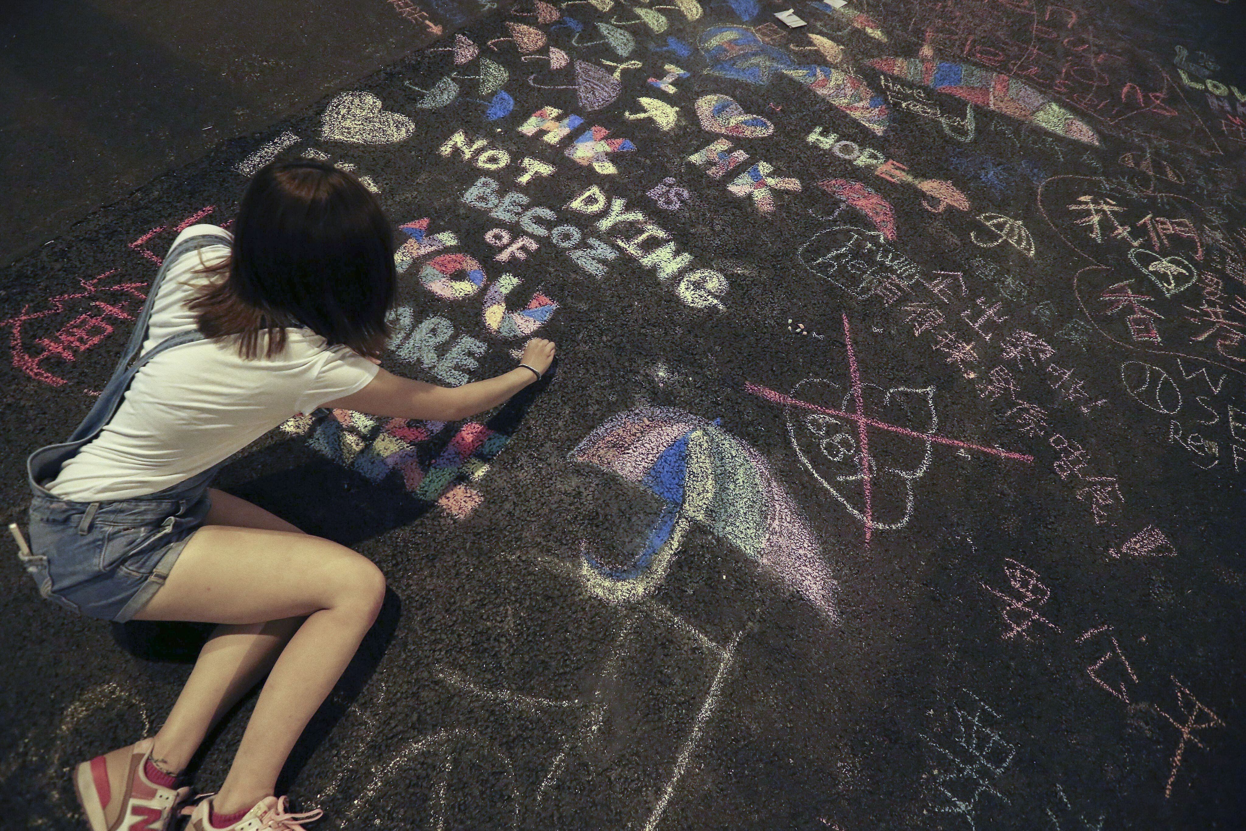 A young protester at Occupy Central in October 2014. Photo: EPA