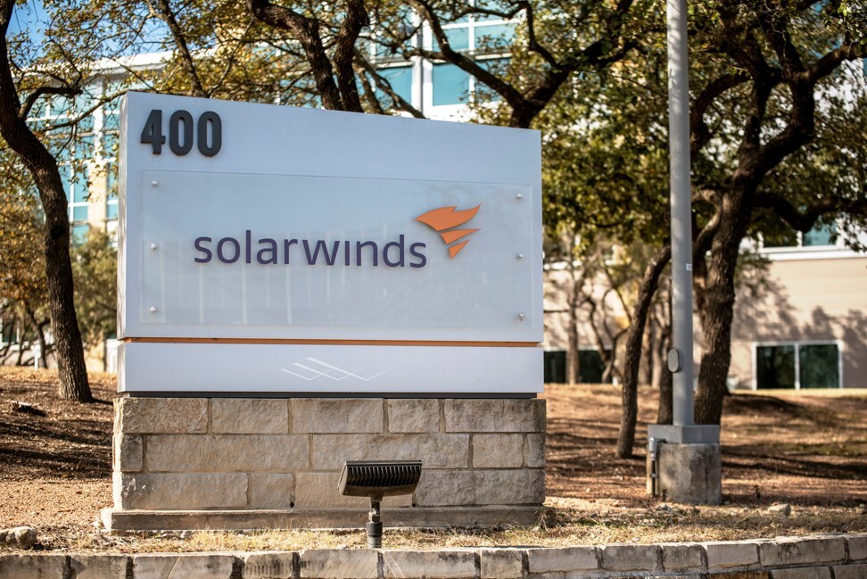 A SolarWinds sign is seen outside its headquarters in Austin, Texas. Photo: Reuters