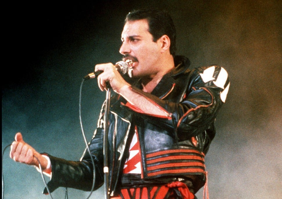 In this 1985 file photo, singer Freddie Mercury of the rock group Queen, performs at a concert in Sydney, Australia. Photo: AP