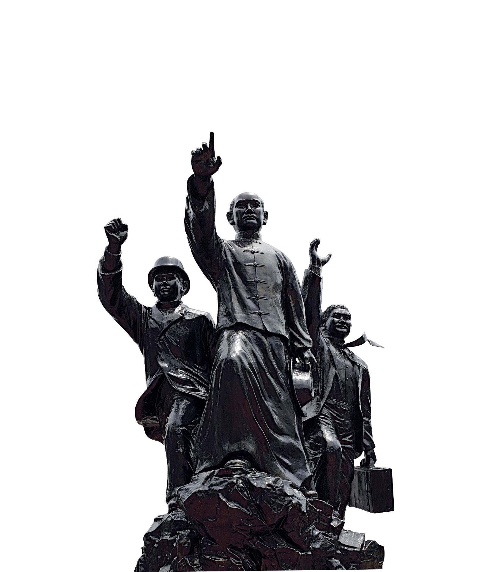 The Three Patriots statue in George Town. Sun Yat-sen leads the charge, accompanied by staunch supporters Goh Say Eng and Ooi Kim Kheng. Photo: Shutterstock