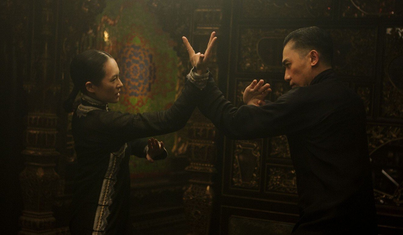 The battle between Gong Er (Zhang Ziyi) and Ip Man (Tony Leung) in The Grandmaster.