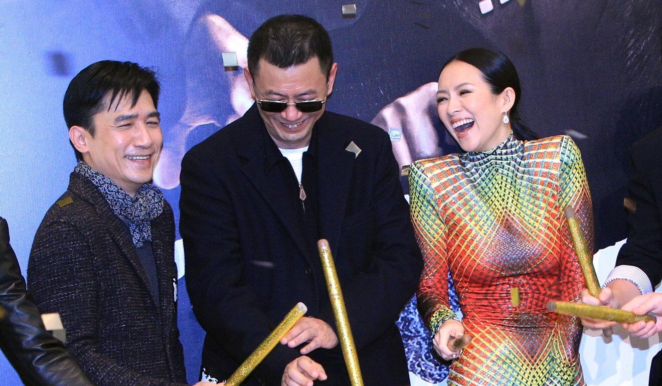 Tony Leung Chiu-wai, Wong Kar-wai, and Zhang Ziyi at the Hong Kong premiere of The Grandmaster at iSquare, in Tsim Sha Tsui, on January 8, 2013. Photo: Jonathan Wong