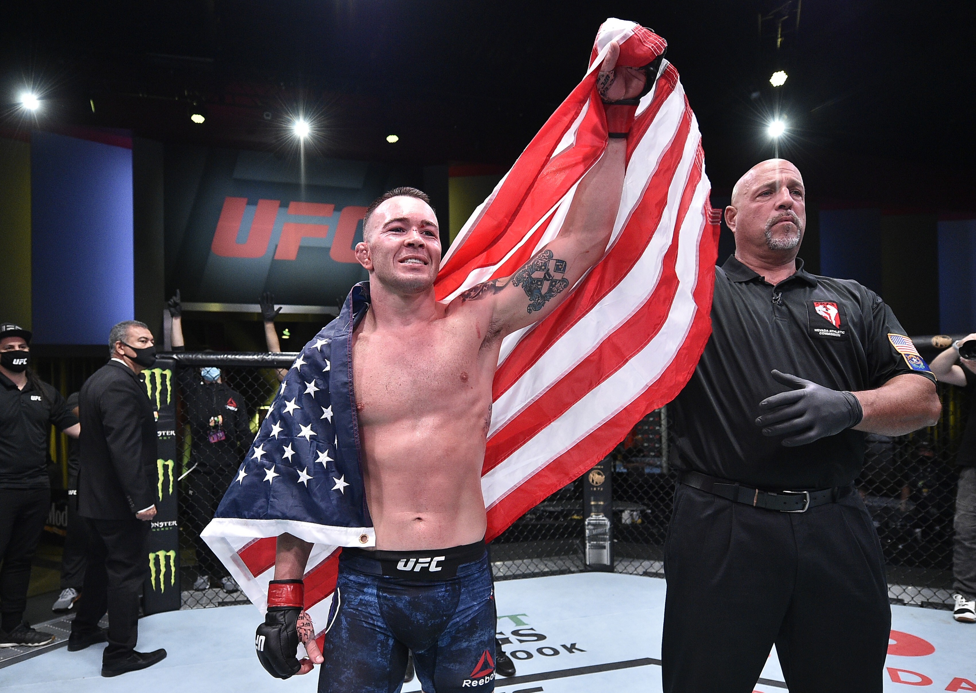 Colby Covington after his TKO victory over Tyron Woodley in their welterweight bout at UFC Apex on September 19 in Las Vegas. Photo: Chris Unger/Zuffa LLC