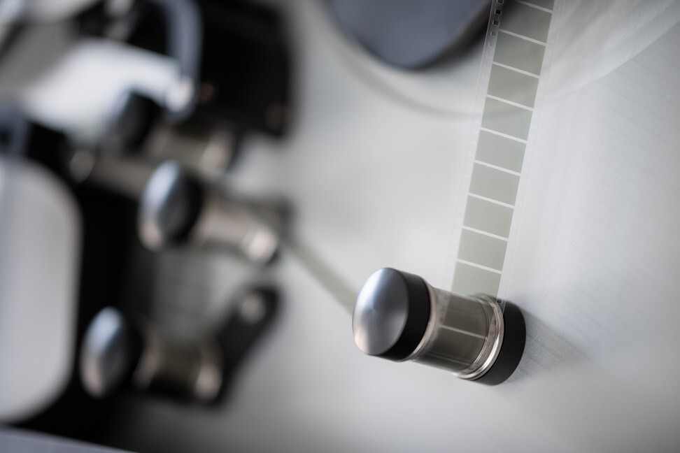 PiqlFilm, a 35mm, ultra-high-resolution nanofilm optimised and designed for the preservation of digital data. Photo: Piql