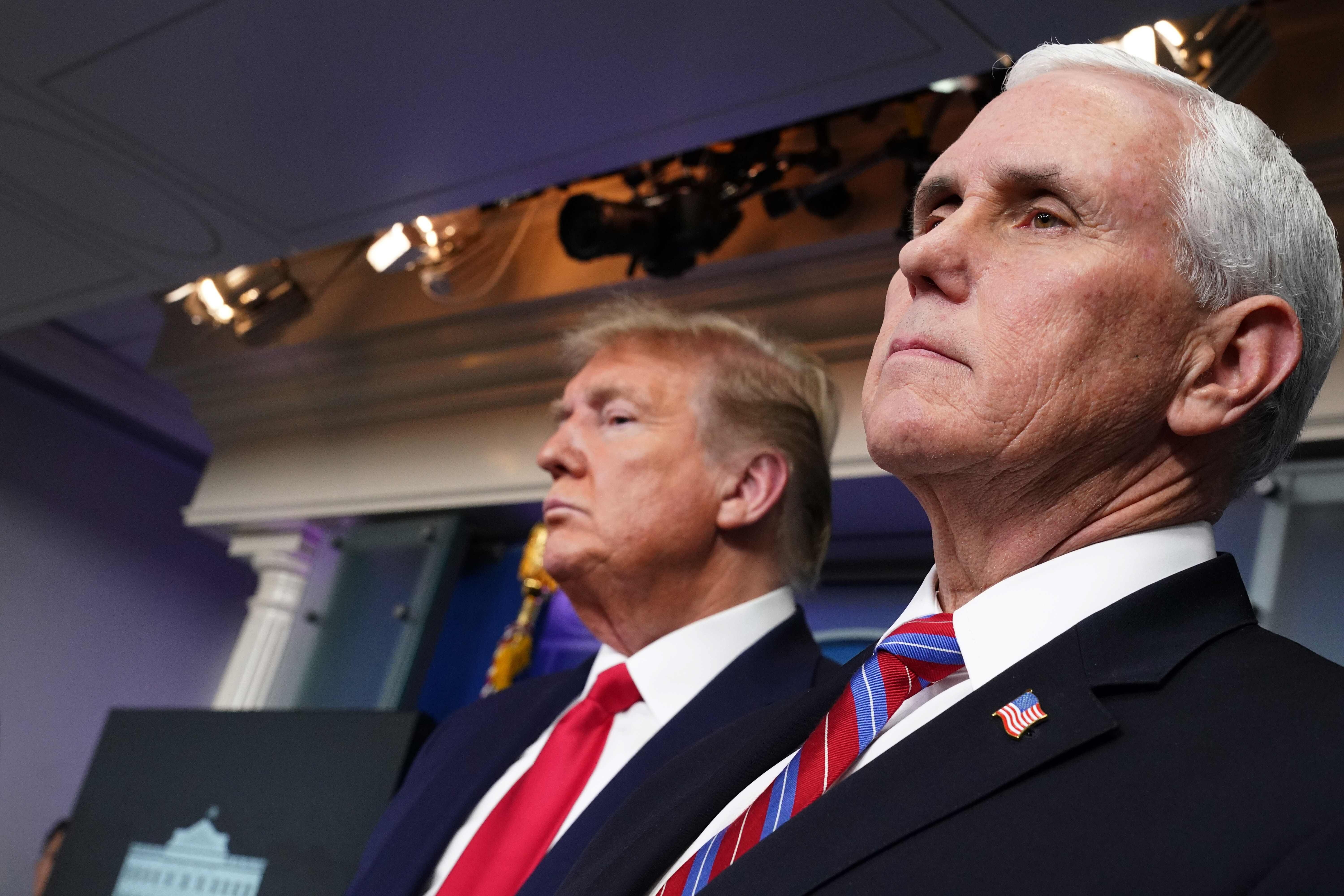 US President Donald Trump and Vice-President Mike Pence in April, 2020. File photo: AFP