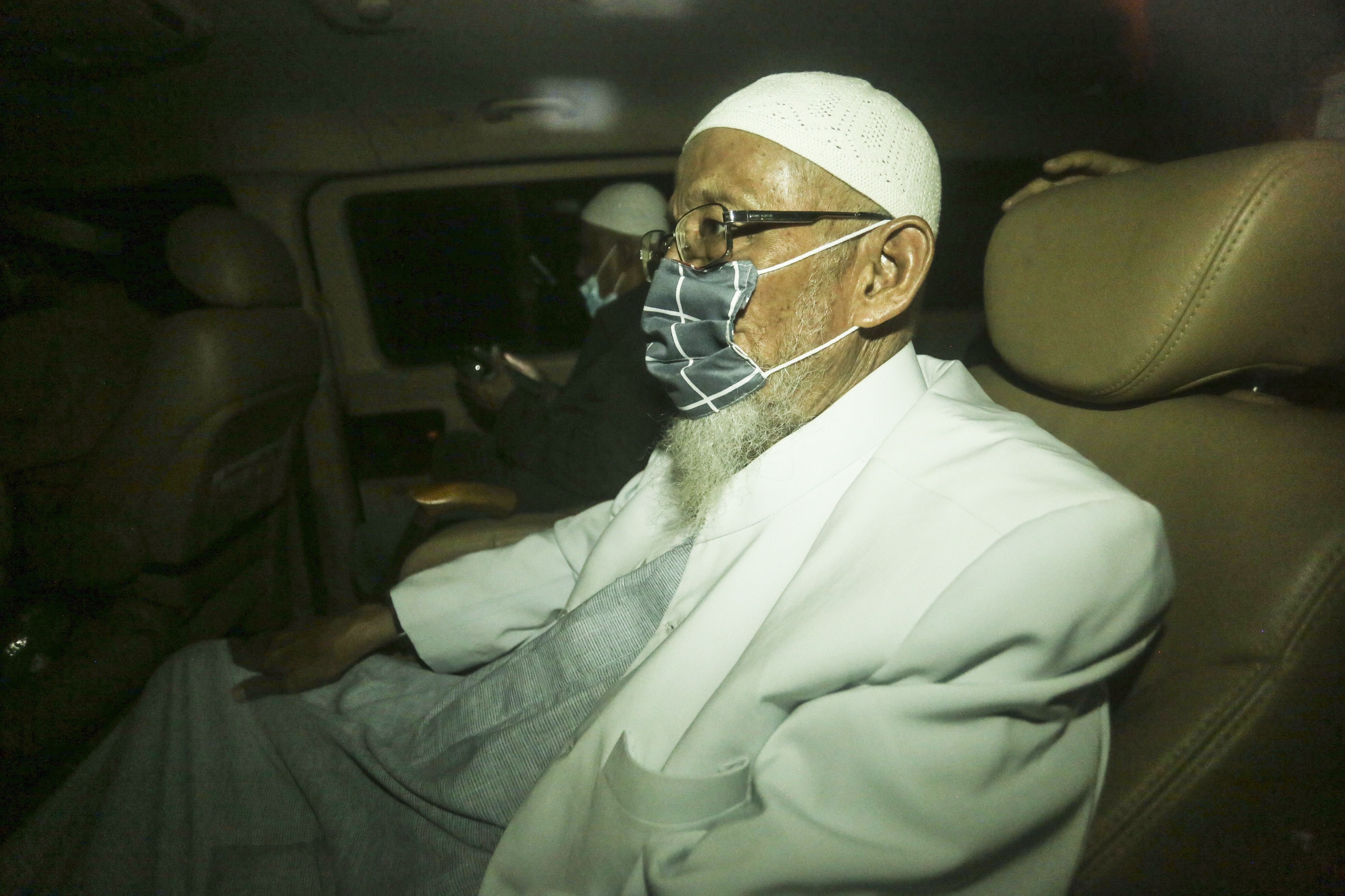 Indonesian radical cleric Abu Bakar Bashir after leaving prison. Photo: EPA