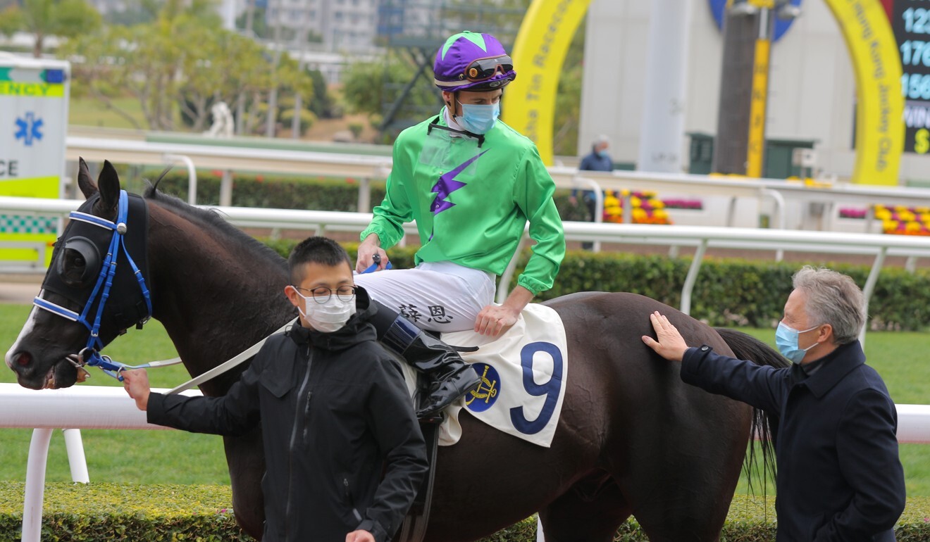 Blake Shinn and David Ferraris celebrate the win of Supreme Patrol on Sunday.