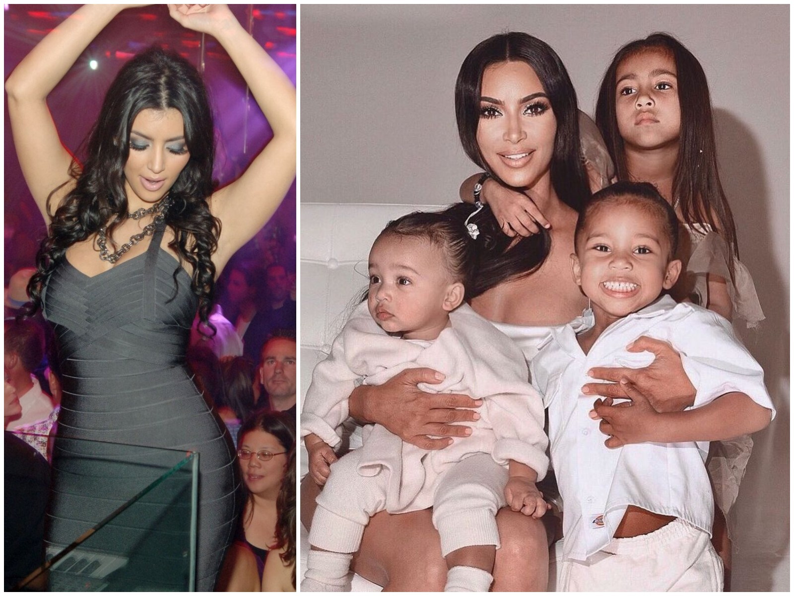 Kim Kardashian, then and now. Photo: @kimkardashian/Instagram; @luisillohdz/Twitter