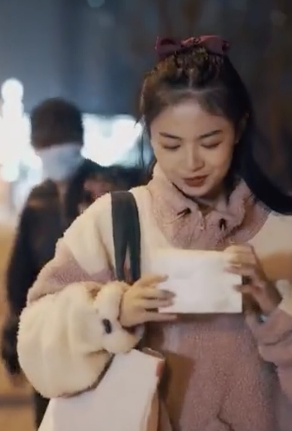 A still from the Purcotton video ad shows a woman pulling out a cotton make-up removal pad as a masked man pursues her. A still from the Purcotton video ad shows a woman pulling out a cotton make-up removal pad as a masked man pursues her.