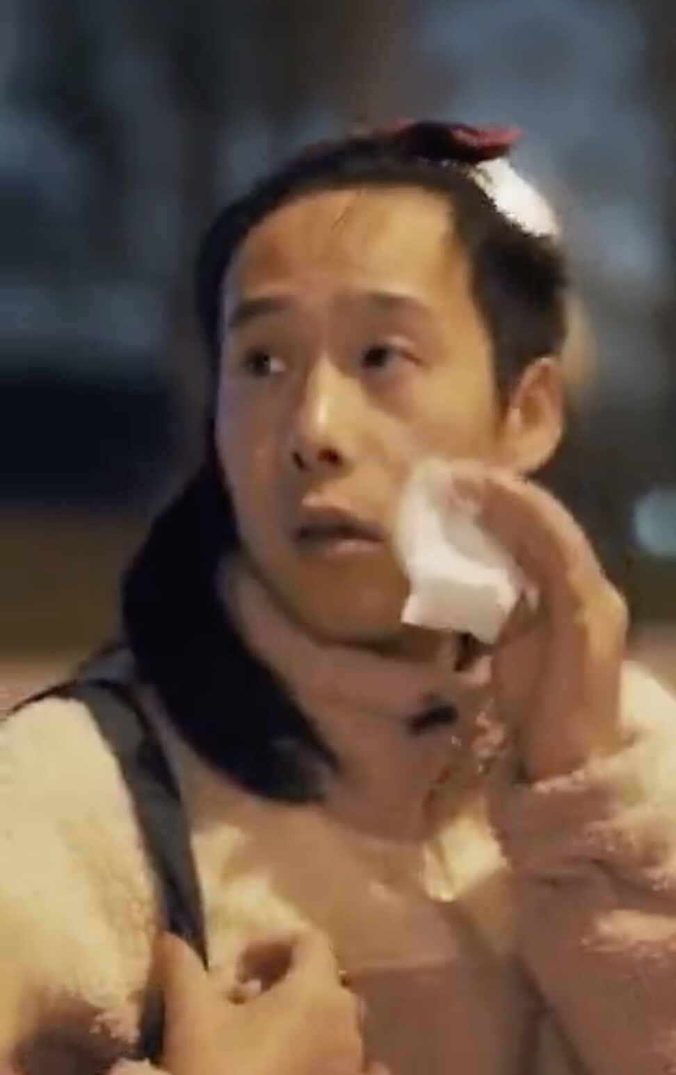 A still from the video shows the woman having removed her make-up. The premise of the Purcotton ad was strongly attacked online in China. A still from the video shows the woman having removed her make-up. The premise of the Purcotton ad was strongly attacked online in China.