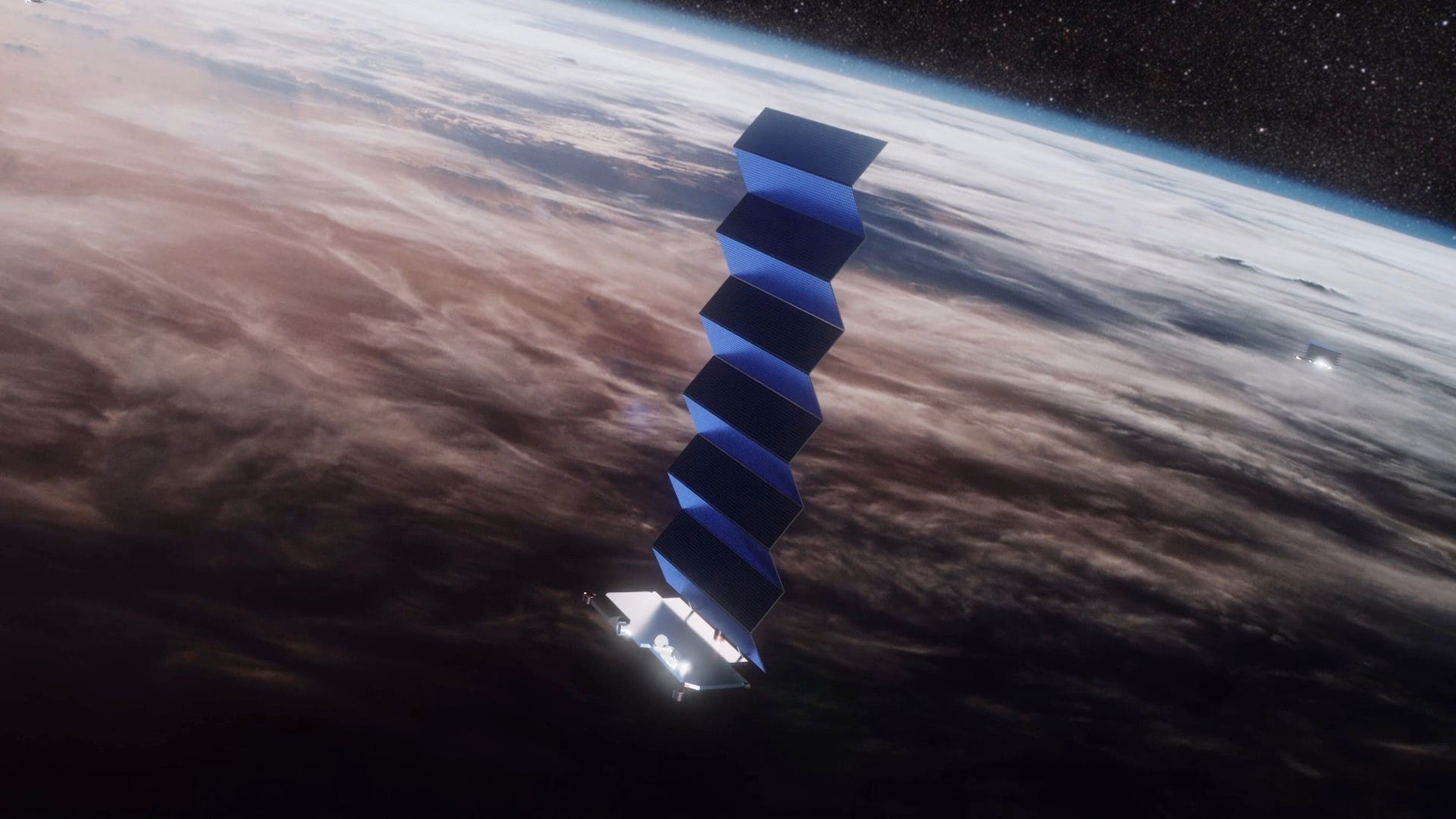An artist’s rendering of Elon Musk’s Starlink low Earth orbit satellite in orbit. As of November 2020, SpaceX has launched 955 such satellites for the Starlink system’s global service coverage. Photo: Handout
