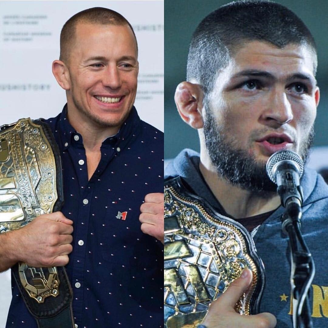 Georges St-Pierre (left) and Khabib Nurmagomedov (right). St-Pierre doused water on a potential legacy fight between the two. Photo: Instagram/@khabib_nurmagomedov