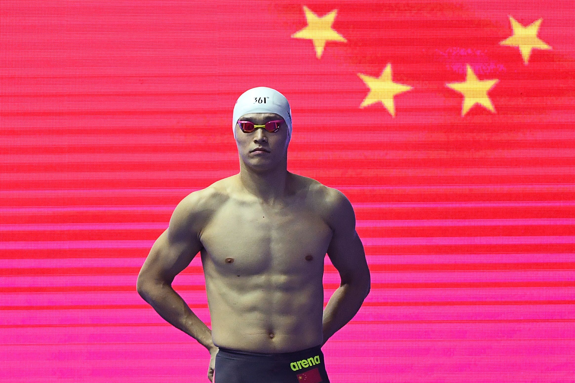 China's Sun Yang prepares for the final of the men's 800m freestyle at the 2019 World Championships. Photo: AFP