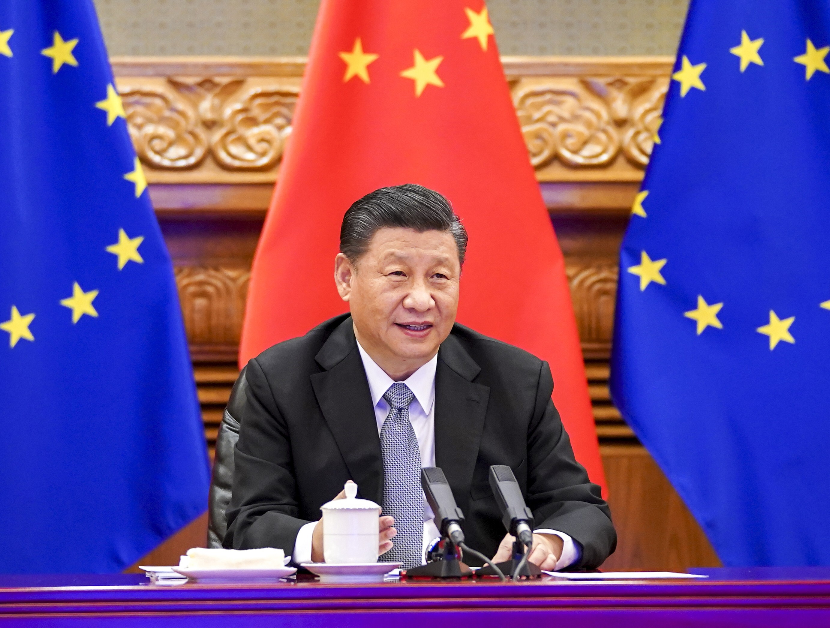 Xi Jinping meets with EU leaders via video link on December 30. Photo: Xinhua