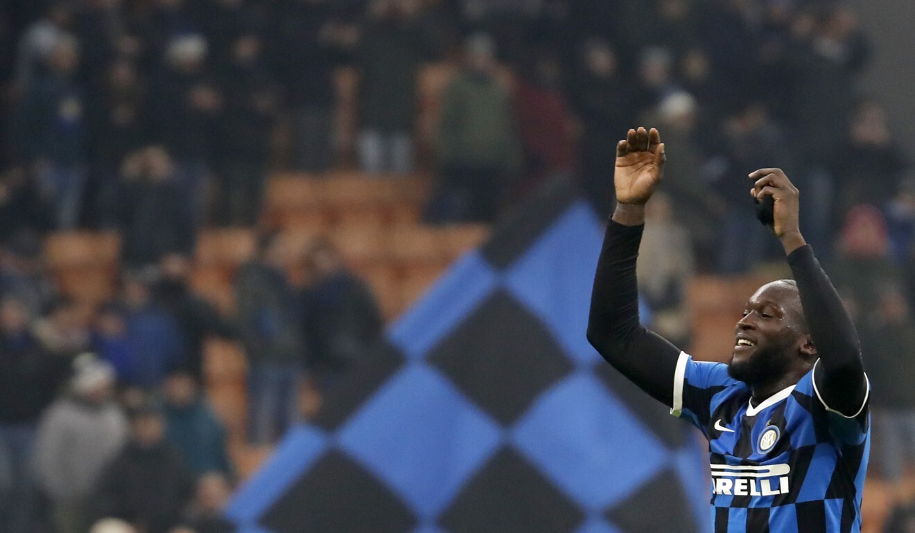 Inter Milan’s Romelu Lukaku greets supporters after a game against Cagliari at San Siro in January, 2020. Photo: AP