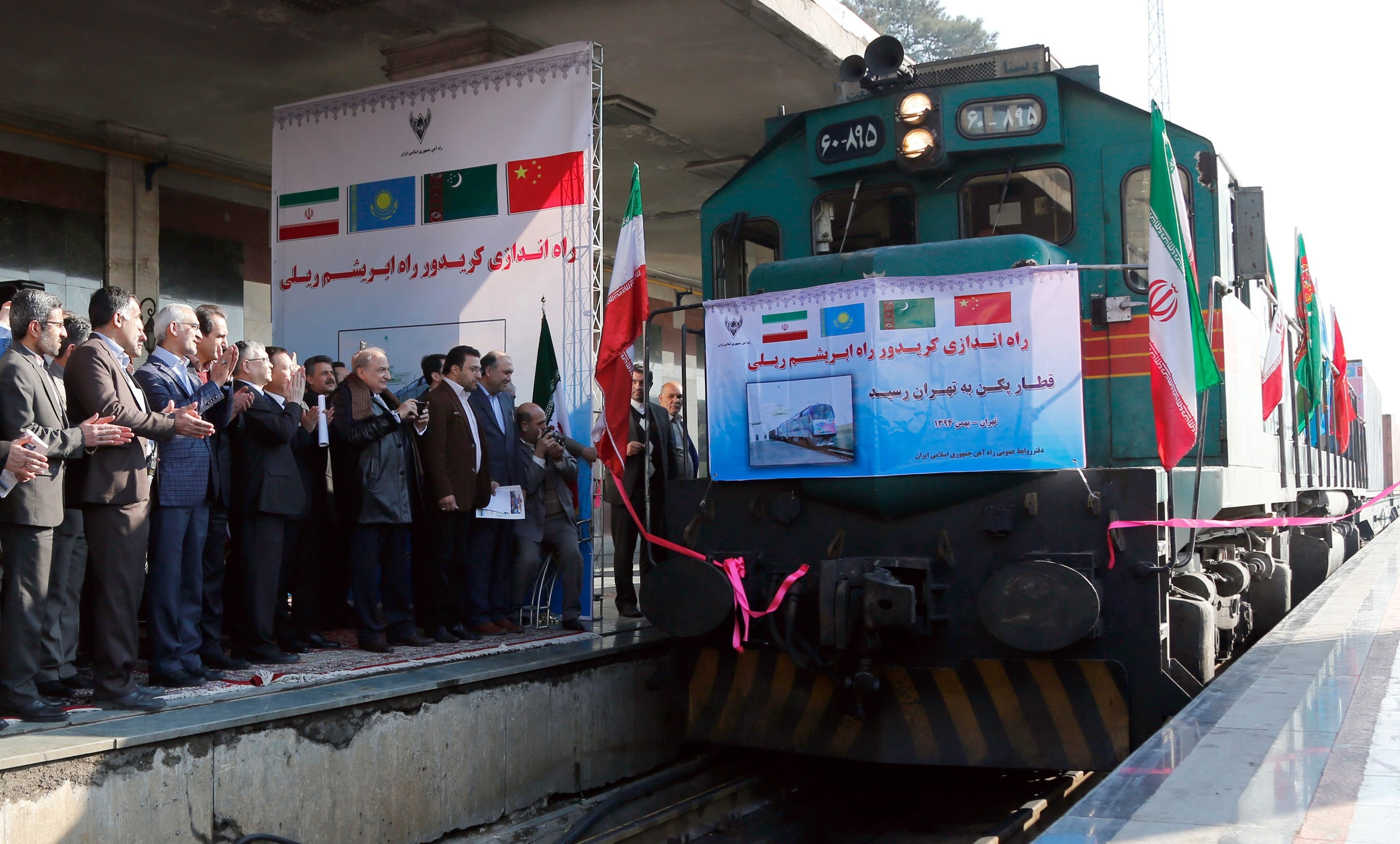 A Chinese goods train arrives in the Iranian capital Tehran on February 15, 2016, as part of China’s Belt and Road Initiative. A planned Istanbul-Tehran-Islamabad train route will also fit into Chinese President Xi Jinping’s signature trade and infrastructure plan. Photo: EPA