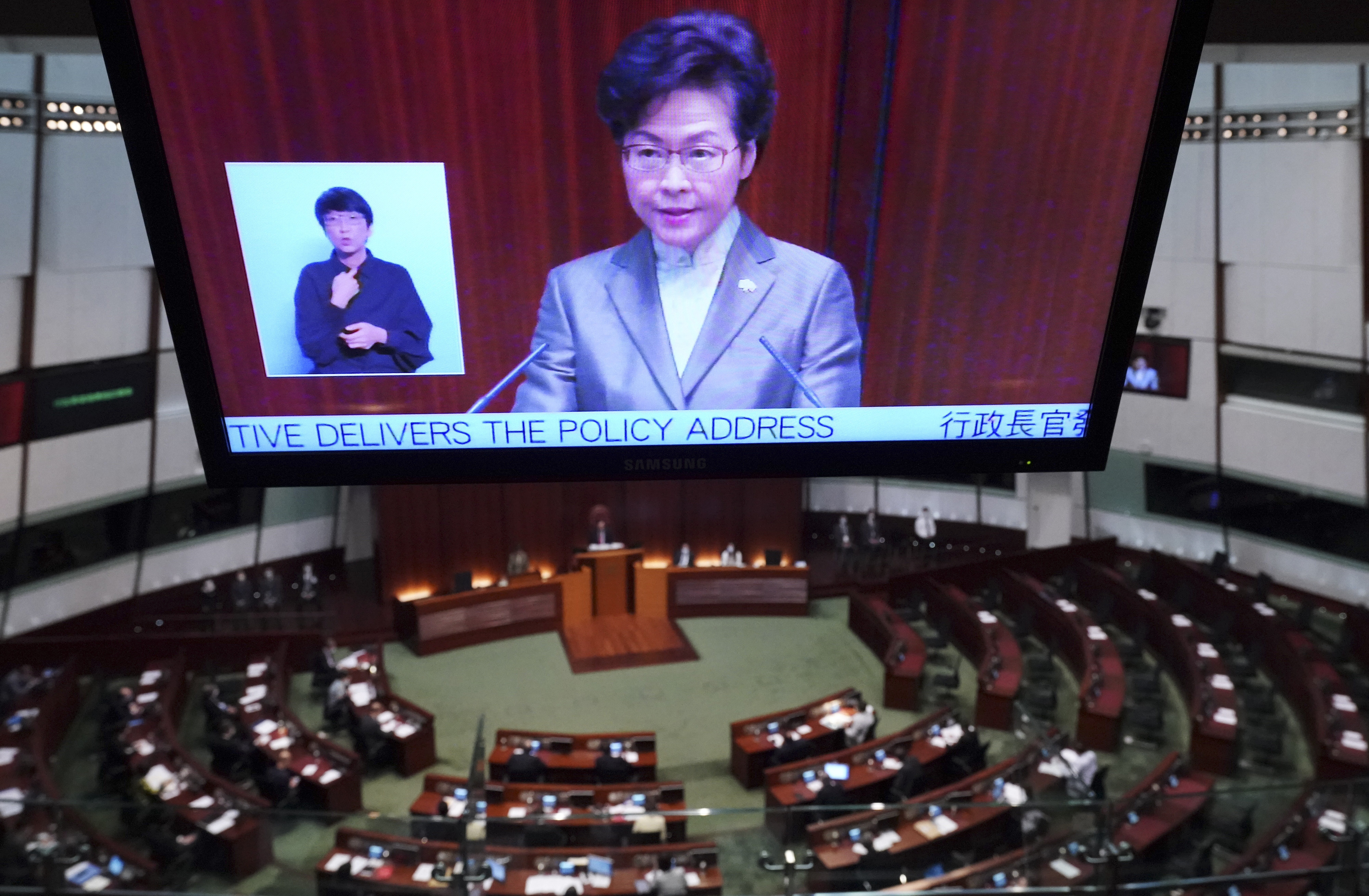 Chief Executive Carrie Lam gives her policy address at the Legislative Council last November. Photo: Felix Wong