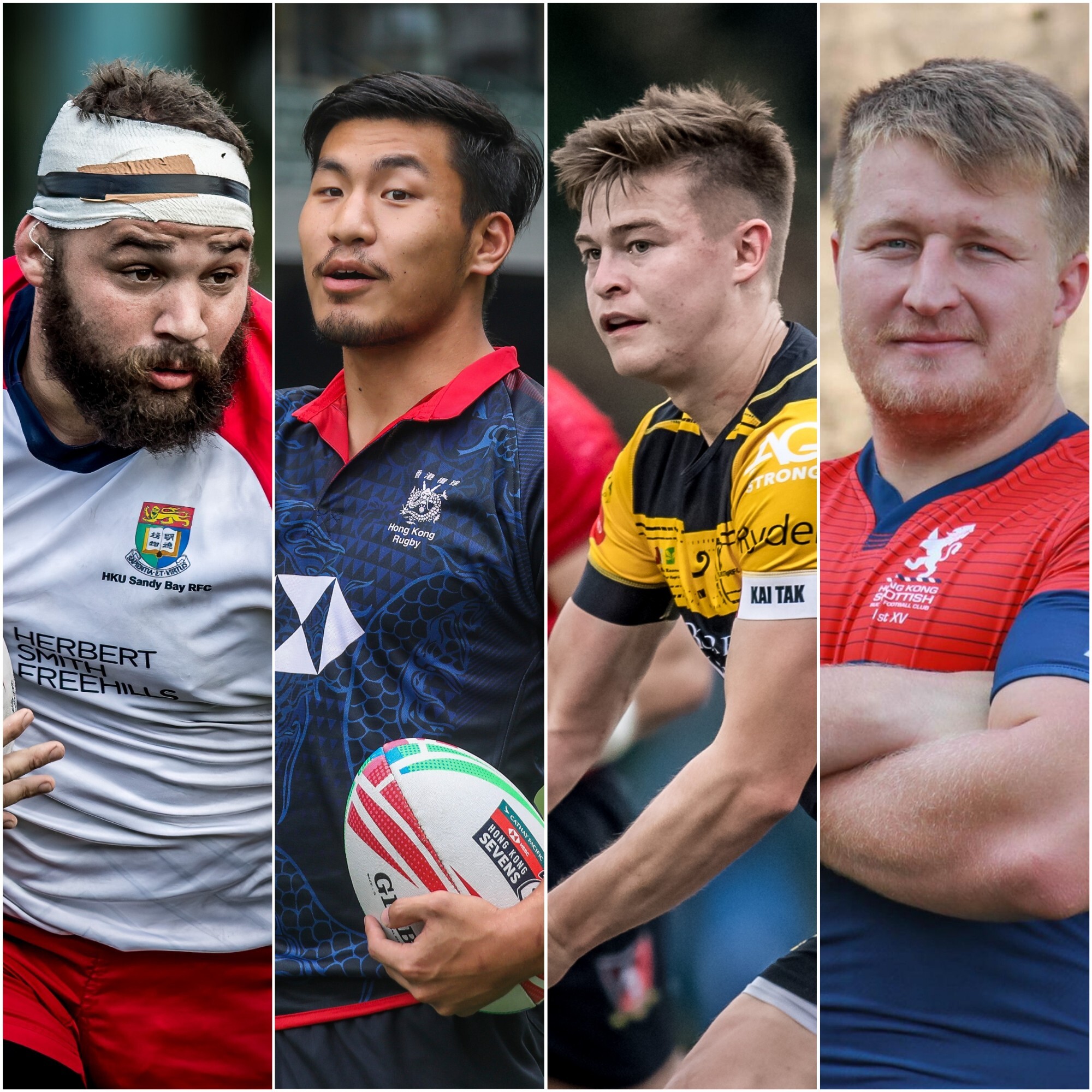 Rugby players Luke van der Smit, Sam Tsoi Kin-san, Joshua Henderson and Jack Parfitt are part of the Hong Kong Rugby Union’s Elite Rugby Programme. Photos: SCMP, Ike Images, Handout
