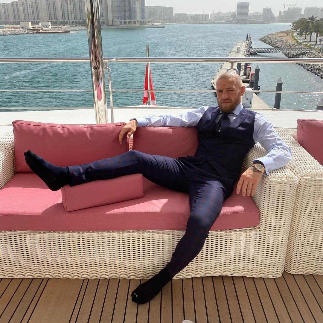 Conor McGregor poses on his private yacht in Abu Dhabi. Photo: Instagram